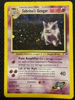 Pokemon TCG Sabrina's Gengar Gym Challenge Holo 14/132 Damaged Condition Card - Image 1