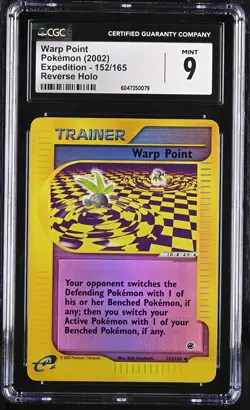 CGC 9 MINT Warp Point 2002 Expedition 152/165 Reverse Holo Pokemon Card - Image 1