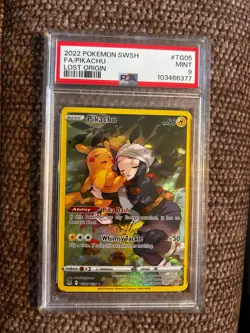 Pokemon TCG Pikachu TG05 Lost Origin Full Art Trainer Gallery SWSH PSA 9 - Image 1