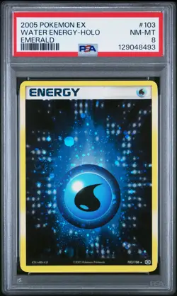 2005 POKEMON EX EMERALD #103 WATER ENERGY-HOLO PSA 8 - Image 1