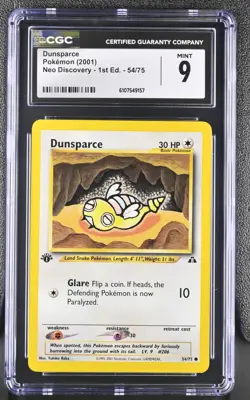 CGC MINT 9 Pokemon Dunsparce 54/75 2001 Neo Discovery 1st Edition - Image 1