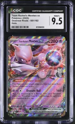 TEAM ROCKET'S MEWTWO ex 081/182 Pokemon Destined Rivals CGC 9.5 Mint+ mv - Image 1