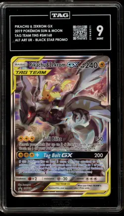 Pokemon Pikachu & Zekrom GX Tag Team Tins Black Star Full Art Promo SM168 TAG 9 - Image 1