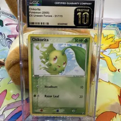 2005 POKEMON EX UNSEEN FORCES #51/115 CHIKORITA CGC Pristine 10 - Image 1