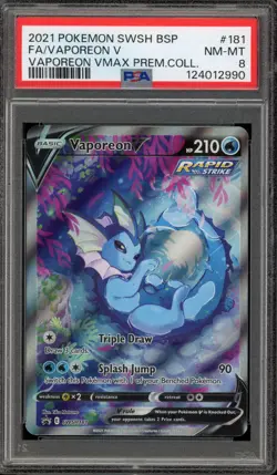 Pokemon Vaporeon V VMAX Premium Coll. Full Alt Art Promo SWSH181 PSA 8 - Image 1