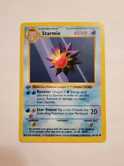 Shadowless 1st Edition Starmie 64/102 Base Set Pokemon Vintage LP - Image 1