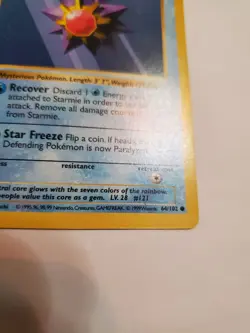 Shadowless 1st Edition Starmie 64/102 Base Set Pokemon Vintage LP - Image 5