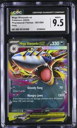 MEGA SHARPEDO ex 061/094 Pokemon Phantasmal Flames CGC 9.5 Mint+ mv - Image 1