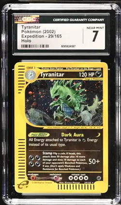 POKEMON CGC 7 NM Tyranitar 29/165 2002 Expedition Rare Holo *4067 - Image 1