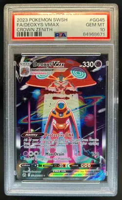 2023 Pokemon SWSH Crown Zenith Deoxys VMAX Galarian Gallery #GG45/GG70 PSA 10 - Image 1