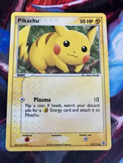 Pokemon Pikachu TCG 74/112 Fire Red & Leaf Green Reverse Holo Card LP Condition - Image 1