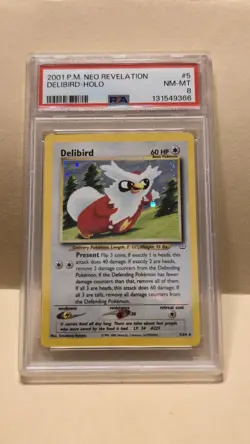Pokemon TCG Delibird 5/64 Holo Rare Card PSA 8 NM-MT Neo Revelation Unlimited - Image 1
