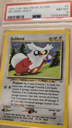 Pokemon TCG Delibird 5/64 Holo Rare Card PSA 8 NM-MT Neo Revelation Unlimited - Image 2