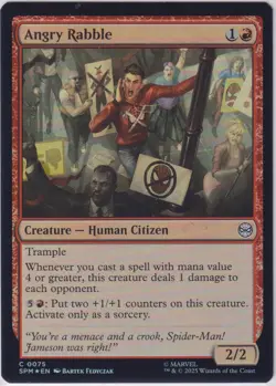 NM Foil Angry Rabble, MTG, Marvel's Spider-Man, Magic the Gathering, 75 - Image 1