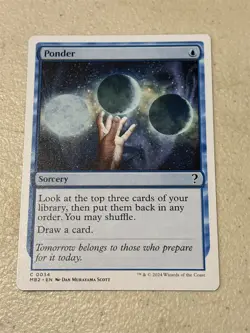 mtg white border Ponder, Mystery Booster 2, unplayed - Image 1