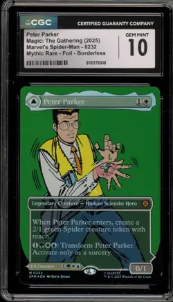 Magic MTG Peter Parker Spider-Man Mythic Rare Foil Borderless #0232 CGC 10 - Image 1