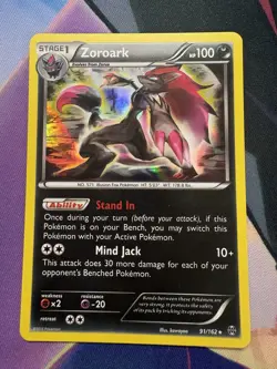 Pokemon TCG Zoroark Holo Card 91/162 XY Breakthrough - Image 1