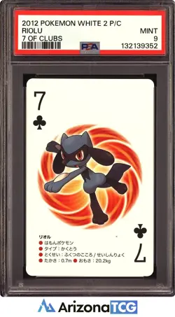 Pokemon 2012 Riolu 7 Of Clubs Pokemon White 2 Playing Cards Japanese PSA 9 - Image 1