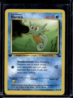 1999 Pokemon Fossil 1st Edition Horsea #49/62 - Image 1
