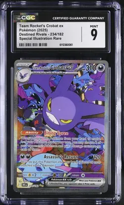 TEAM ROCKET'S CROBAT ex SIR 234/182 Pokemon Destined Rivals CGC 9 Mint *mv - Image 1