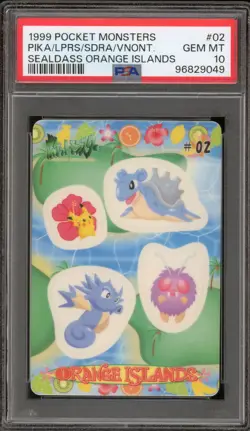 1999 Pokemon Pikachu/Lapras/Seadra/Venonat Sealdass Orange Islands #02 PSA 10 - Image 1