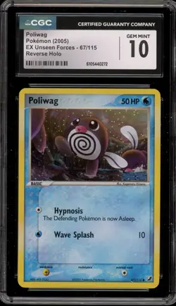 Pokemon Poliwag EX Unseen Forces Reverse Holo #67 CGC 10 Gem Mint - Image 1