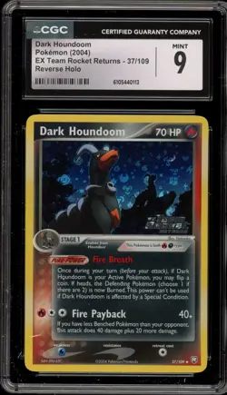 Pokemon Dark Houndoom EX Team Rocket Returns Reverse Holo #37 CGC 9 Mint - Image 1