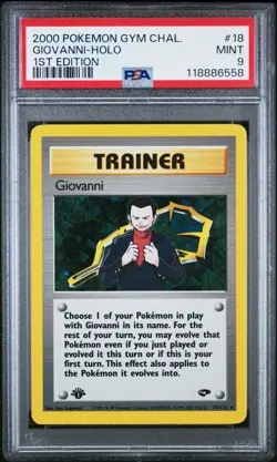 ✨ PSA 9 MINT ✨ 2000 Pokemon Gym Challenge #18 Giovanni 1st Edition Holo - Image 1
