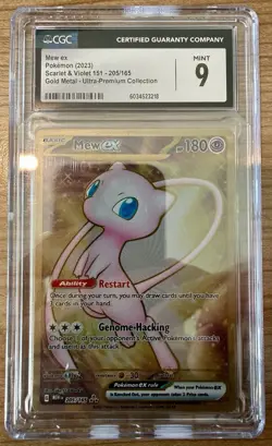 Pokemon TCG Mew Ex 205 HR [metal card] SV:151 UPC CGC Mint 9 - Image 1