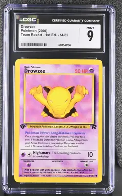 CGC MINT 9 Pokemon Drowzee 54/82 2000 Team Rocket 1st Edition - Image 1