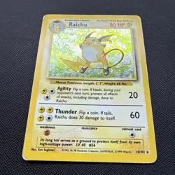 Pokemon TCG Raichu Holo Rare Card Base Set, 14/102, Vintage, Creased/Damaged - Image 2