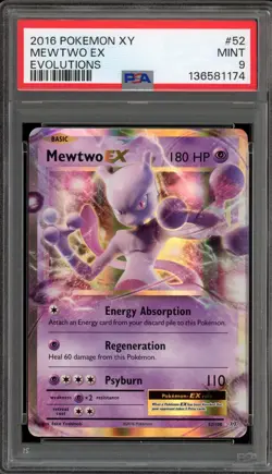 Pokemon Mewtwo EX XY Evolutions Holo Rare #52 PSA 9 Mint - Image 1