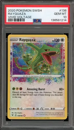 Pokemon Rayquaza Vivid Voltage Amazing Rare #138 PSA 10 Gem Mint - Image 1