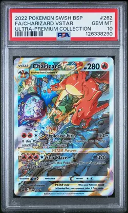 2022 POKEMON SWSH BLACK STAR PROMO #262 FULL ART/CHARIZARD VSTAR PSA 10 - Image 1