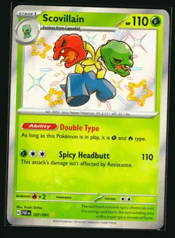 Pokemon Paldean Fates Scovillain 107/091 Baby Shiny Rare Holo NM - Image 1