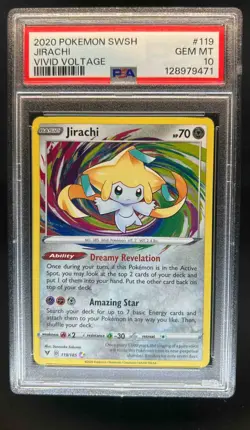 2020 Pokemon SWSH Vivid Voltage Jirachi #119/185 PSA 10 - Image 1