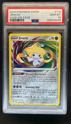 2020 Pokemon SWSH Vivid Voltage Jirachi #119/185 PSA 10 - Image 1