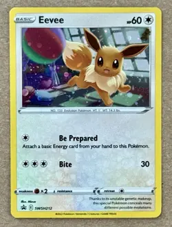 POKEMON TCG SWORD & SHIELD EEVEE COSMOS HOLO BLACK STAR PROMO SWSH212 NM+ - Image 1
