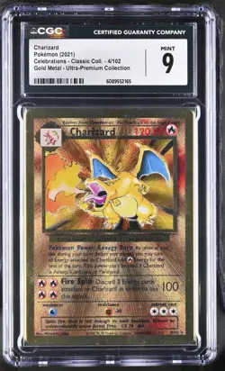 POKEMON CGC 9 MINT Charizard 4/102 2021 Celebrations - UPC Gold METAL *2165 - Image 1