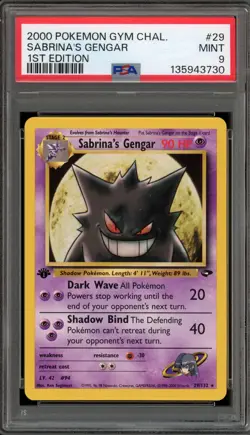 Pokemon Sabrina's Gengar Gym Challenge 1st Edition Rare #29 PSA 9 Mint - Image 1