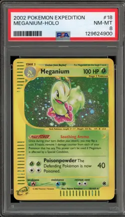 Pokemon Meganium Expedition Holo Rare #18 PSA 8 - Image 1