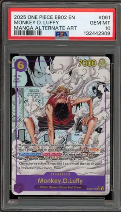 One Piece CCG Monkey.D.Luffy Manga Alternate Art EB02-061 PSA 10 Gem Mint - Image 1