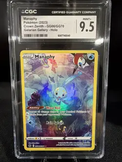 Manaphy GG06/GG70 Crown Zenith Galarian Gallery Pokemon Card CGC 9.5 Mint+ Holo - Image 1