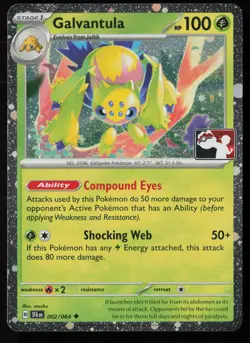 Pokemon Galvantula 002/064 Prize Pack Series Cards Cosmo Holo Pack Fresh - NM - Image 1
