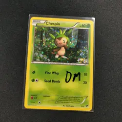 Chespin 002/012 McDonald's 2014 Holo Pokemon Tcg Card DAMAGED - Image 3