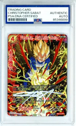 PSA Signed Christopher Sabat Vegeta, Prideful Hero BT8-125 Dragon Ball Card - Image 1