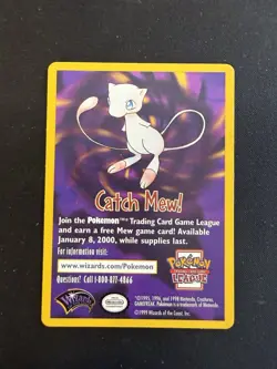 1999 Pokemon Wizards of the Coast Promos - CATCH MEW Card - Pokemon the Movie - Image 1