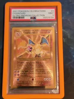 2021 Pokemon Celebrations UPC Charizard #4 Gold Metal Card - PSA 9 - Image 1
