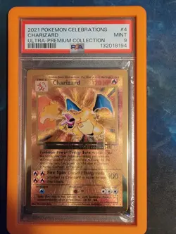 2021 Pokemon Celebrations UPC Charizard #4 Gold Metal Card - PSA 9 - Image 2
