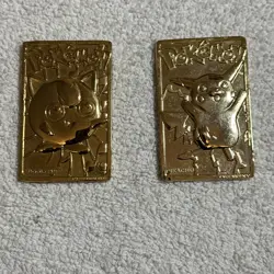 Pokemon 1999 23k Gold Plated Trading Card Burger King Promo Pikachu Jigglypuff 2 - Image 1